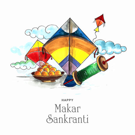 Happy makar sankranti holiday india festival backgroundのイラスト素材