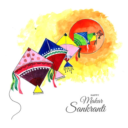 Happy makar sankranti holiday india festival backgroundのイラスト素材