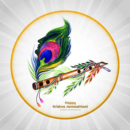 Lord Krishna janmashtami festival card banner backgroundのイラスト素材
