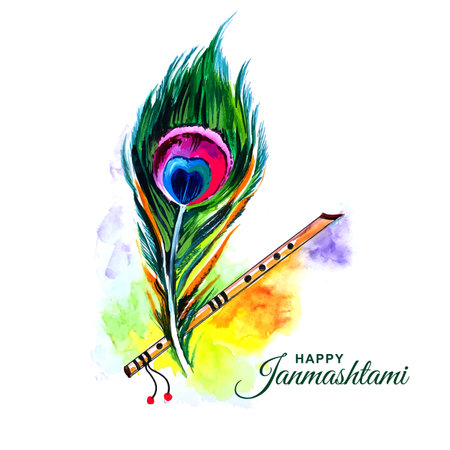 Lord Krishna janmashtami festival card banner backgroundのイラスト素材