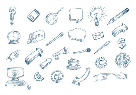 Technology illustration icon set doodleのイラスト素材
