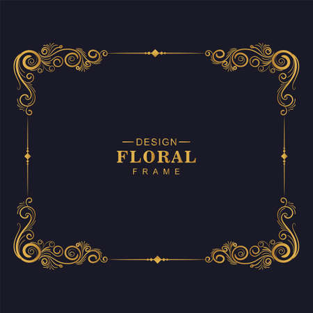 Beautiful decorative golden floral frame artistic designのイラスト素材