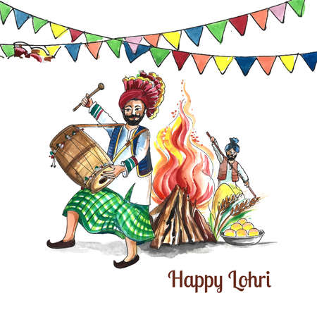 Happy lohri holiday background for punjabi festivalのイラスト素材