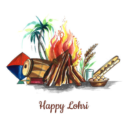Happy lohri holiday background for punjabi festivalのイラスト素材