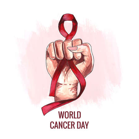 World cancer day awareness ribbon card backgroundのイラスト素材