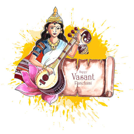 Happy vasant panchami celebration card backgroundのイラスト素材