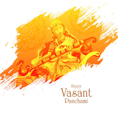 Happy vasant panchami celebration card backgroundのイラスト素材