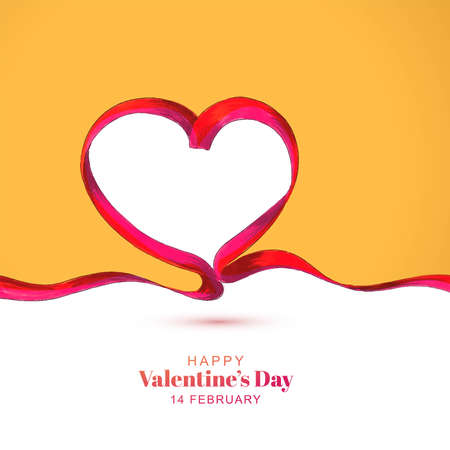 Happy valentines day lovely ribbon heart greeting card backgroundのイラスト素材