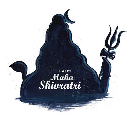 Maha shivratri for lord shiva silhouette card backgroundのイラスト素材