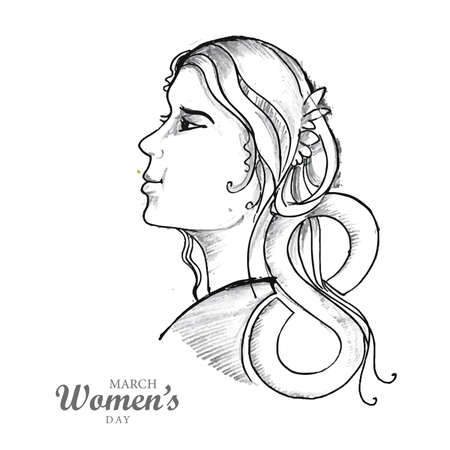 Hand draw International womens day dancing sketch card designのイラスト素材