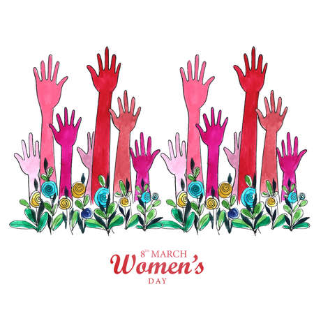 Beautiful womens hands showing in happy womens day card designのイラスト素材