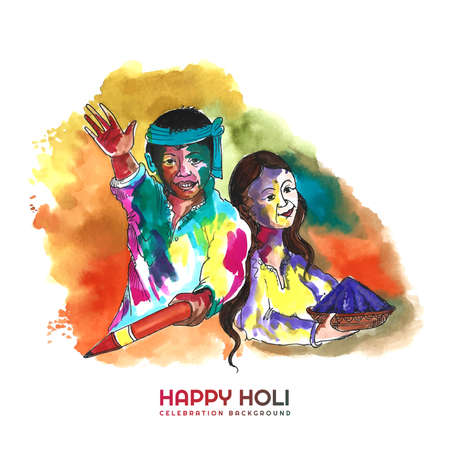 Beautiful Happy holi background card designのイラスト素材