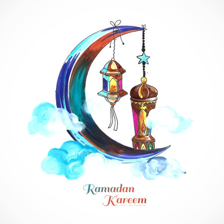 Ramadan Kareem greeting card colorful backgroundのイラスト素材