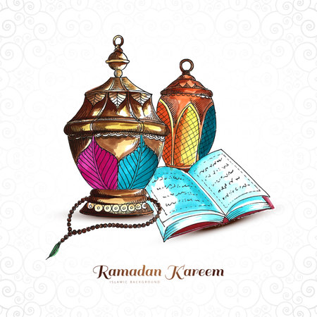 Hand draw ramadan kareem or ramazan mubarak sketch designのイラスト素材