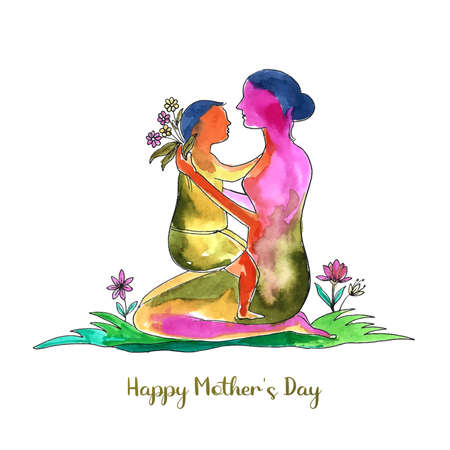 Happy mothers day for woman and baby child love card designのイラスト素材