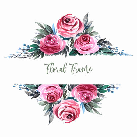 Beautiful composition of flowers with floral frame backgroundのイラスト素材