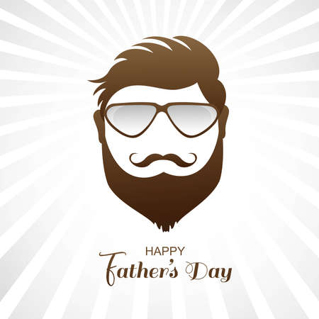 Happy fathers day man face with beard on mustache glasses card designのイラスト素材