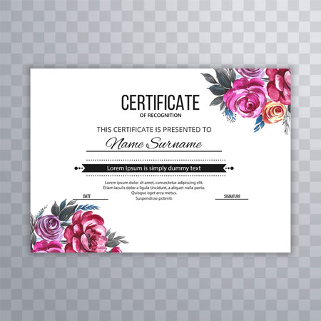 Floral certificate diploma template card designのイラスト素材