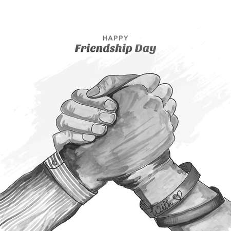 Friendship day with hand draw watercolor holding promise hand backgroundのイラスト素材