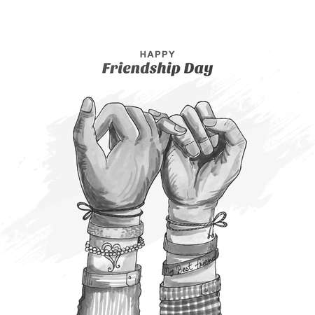 Friendship day with hand draw watercolor holding promise hand backgroundのイラスト素材