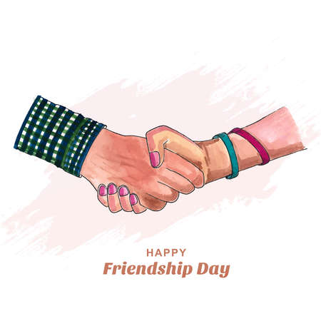 Friendship day with hand draw watercolor holding promise hand backgroundのイラスト素材