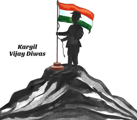 Concept for kargil vijay diwas and people saluting the sholders background