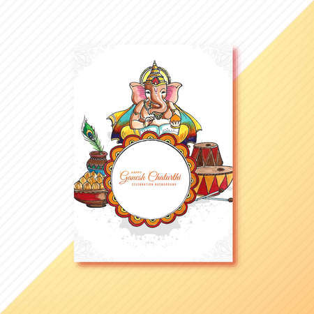 Lord ganesha brochure festival of ganesh chaturthi card designのイラスト素材