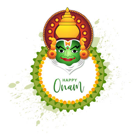 Hand draw happy onam festival of south india on card holiday sketch designのイラスト素材