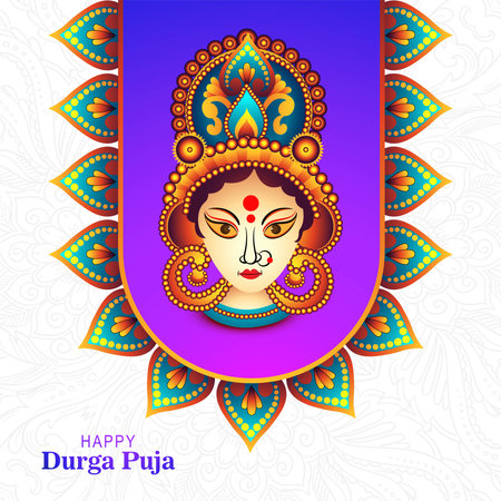 Indian festival goddess durga face holiday celebration card backgroundのイラスト素材