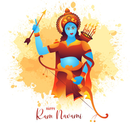 Lord rama shree ram navami festival wishes card celebration backgroundのイラスト素材