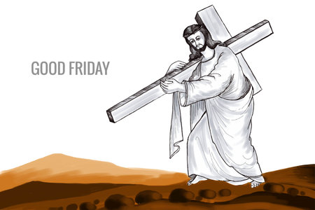 Good friday of jesus christ crucifixion poster backgroundのイラスト素材