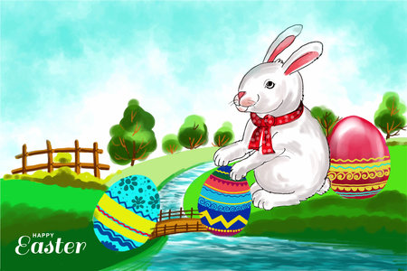 Hand painted happy easter day card backgroundのイラスト素材