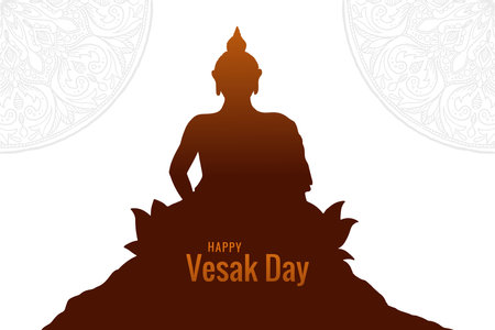 Happy vesak day buddha purnima wishes greeting card backgroundのイラスト素材
