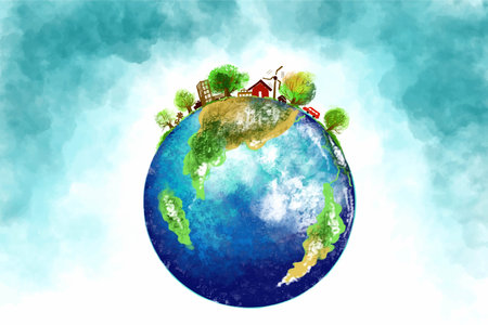 Beautiful green planet earth day concept backgroundのイラスト素材