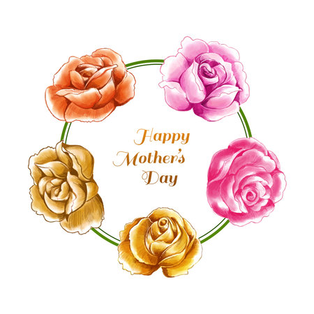 Mother's day greeting card with beautiful floral backgroundのイラスト素材