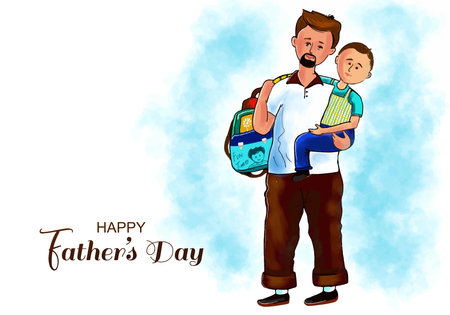 Happy father day card with dad and boy celebration backgroundのイラスト素材