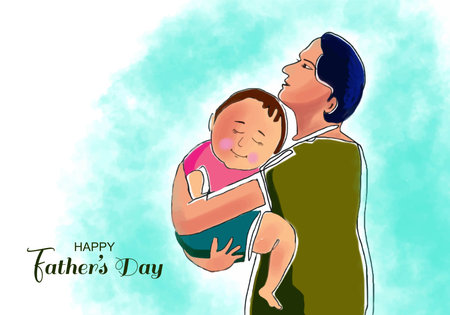 Happy father's day with a son and a daughter card backgroundのイラスト素材