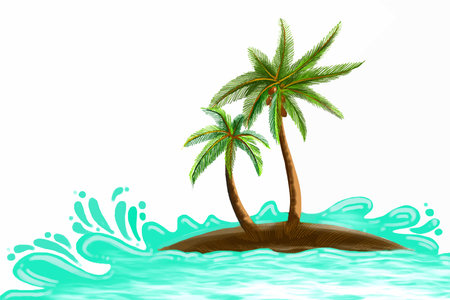 Green tropical palms trees with landscape backgroundのイラスト素材