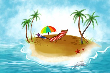Beautiful palm on the beach coconut tree backgroundのイラスト素材
