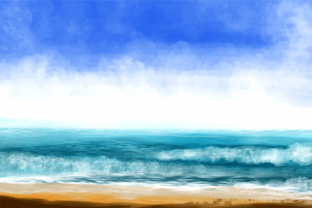 Sea waves world ocean day background illustrationのイラスト素材