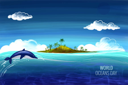 Scene with ocean beach landscape card backgroundのイラスト素材