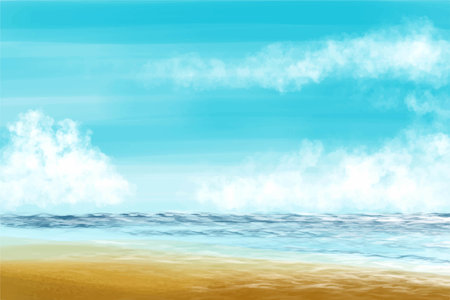 Landscape sea shore summer holiday backgroundのイラスト素材