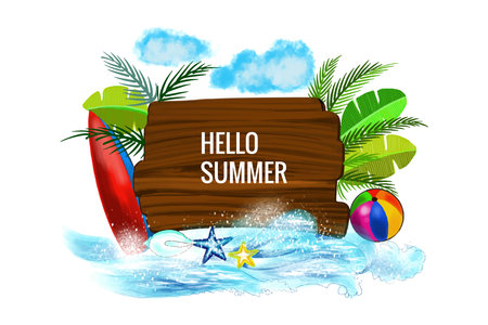 Summer time holiday illustration backgroundのイラスト素材