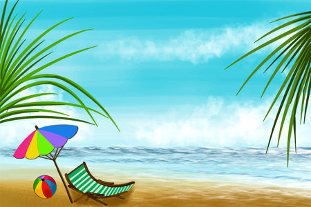 Summer holiday landscape sea shore backgroundのイラスト素材