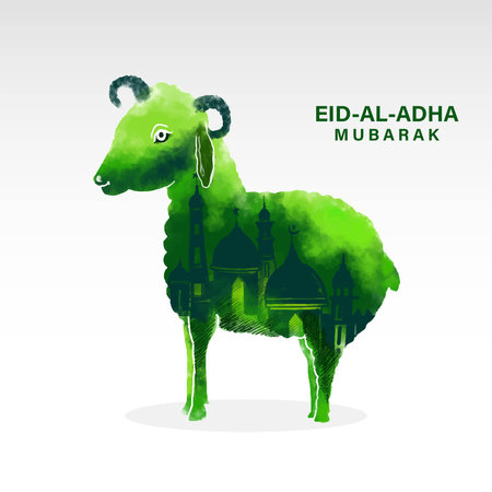 Eid al-adha greeting card for muslim holiday backgroundのイラスト素材