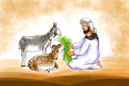 Eid al adha mubarak islamic festival card backgroundのイラスト素材