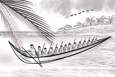 Hand draw sketch happy onam celebration card backgroundのイラスト素材