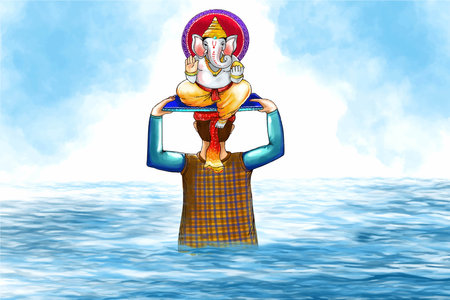 Happy ganesh chaturthi indian festival celebration card backgroundのイラスト素材