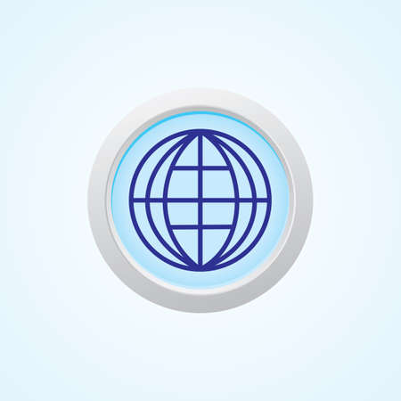 Icon of globe on Button. Eps-10.のイラスト素材