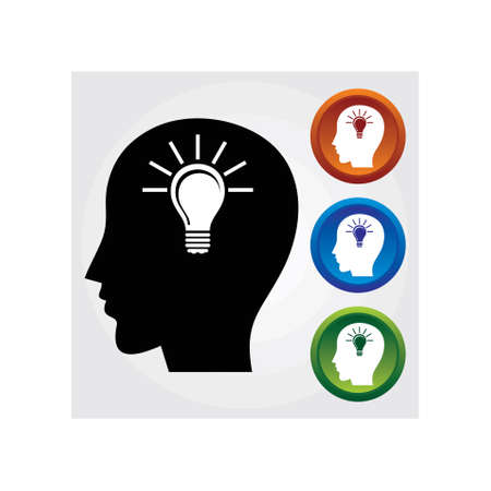 Silhouette of man with bulb representing an ideaのイラスト素材